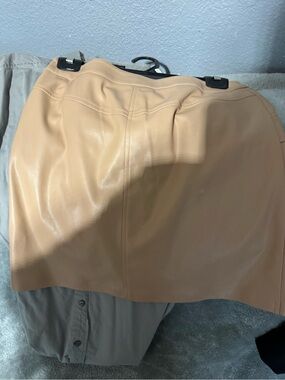 Faux Leather Mini Skirt in Beige sexu at any age!